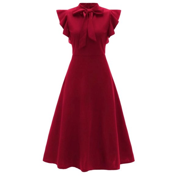 SHEIN Dresses & Skirts - Burgundy Shein Ruffle Sleeve Dress